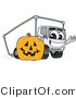 Vector Illustration of a Cartoon Delivery Truck Mascot with a Halloween Pumpkin by Mascot Junction