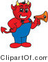 Vector Illustration of a Cartoon Devil Mascot Holding a Megaphone by Mascot Junction