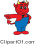 Vector Illustration of a Cartoon Devil Mascot Pointing Left by Mascot Junction