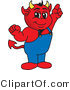 Vector Illustration of a Cartoon Devil Mascot Pointing Upwards by Mascot Junction