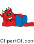 Vector Illustration of a Cartoon Devil Mascot Reclined by Mascot Junction