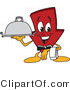 Vector Illustration of a Cartoon down Arrow Mascot Serving a Platter by Mascot Junction