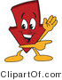 Vector Illustration of a Cartoon down Arrow Mascot Waving and Pointing by Mascot Junction