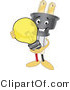 Vector Illustration of a Cartoon Electric Plug Mascot Holding a Light Bulb by Mascot Junction