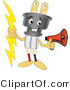 Vector Illustration of a Cartoon Electric Plug Mascot Holding a Megaphone by Mascot Junction