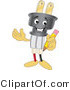 Vector Illustration of a Cartoon Electric Plug Mascot Holding a Pencil by Mascot Junction