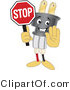 Vector Illustration of a Cartoon Electric Plug Mascot Holding a Stop Sign by Mascot Junction