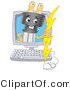 Vector Illustration of a Cartoon Electric Plug Mascot on a Computer Screen by Mascot Junction