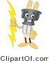 Vector Illustration of a Cartoon Electric Plug Mascot Pointing Outwards by Mascot Junction