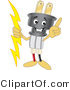 Vector Illustration of a Cartoon Electric Plug Mascot Pointing Upwards by Mascot Junction