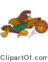 Vector Illustration of a Cartoon Falcon Mascot Character Dribbling a Basketball by Mascot Junction