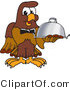 Vector Illustration of a Cartoon Falcon Mascot Character Serving a Platter by Mascot Junction