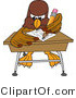 Vector Illustration of a Cartoon Falcon Mascot Character Taking a Quiz by Mascot Junction