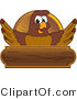 Vector Illustration of a Cartoon Falcon Mascot Character Wooden Plaque by Mascot Junction