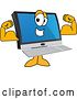 Vector Illustration of a Cartoon Flexing Strong PC Computer Mascot by Mascot Junction