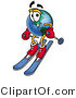 Vector Illustration of a Cartoon Globe Mascot Skiing Downhill by Mascot Junction