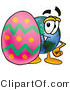 Vector Illustration of a Cartoon Globe Mascot Standing Beside an Easter Egg by Mascot Junction