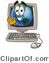 Vector Illustration of a Cartoon Globe Mascot Waving from Inside a Computer Screen by Mascot Junction