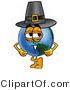 Vector Illustration of a Cartoon Globe Mascot Wearing a Pilgrim Hat on Thanksgiving by Mascot Junction