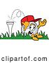 Vector Illustration of a Cartoon Golf Ball Sports Mascot Bouncing off the Tee by Mascot Junction