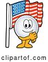 Vector Illustration of a Cartoon Golf Ball Sports Mascot Pledging Allegiance to the American Flag by Mascot Junction