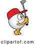 Vector Illustration of a Cartoon Golf Ball Sports Mascot Swinging by Mascot Junction