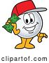 Vector Illustration of a Cartoon Golf Ball Sports Mascot Wearing a Red Hat and Holding Cash by Mascot Junction