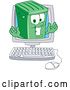 Vector Illustration of a Cartoon Green Rolling Trash Can Mascot Emerging from a Desktop Computer Screen by Mascot Junction