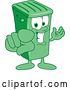 Vector Illustration of a Cartoon Green Rolling Trash Can Mascot Presenting and Pointing Outwards by Mascot Junction
