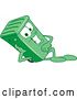 Vector Illustration of a Cartoon Green Rolling Trash Can Mascot Resting on His Side by Mascot Junction