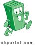 Vector Illustration of a Cartoon Green Rolling Trash Can Mascot Running by Mascot Junction