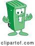 Vector Illustration of a Cartoon Green Rolling Trash Can Mascot Welcoming by Mascot Junction