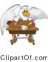 Vector Illustration of a Cartoon Griffin Mascot Doing Homework at a Desk by Mascot Junction