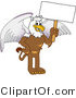 Vector Illustration of a Cartoon Griffin Mascot Holding a White Sign by Mascot Junction