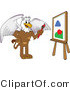 Vector Illustration of a Cartoon Griffin Mascot Painting a Canvas by Mascot Junction