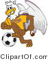Vector Illustration of a Cartoon Griffin Mascot Playing Soccer by Mascot Junction