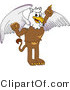 Vector Illustration of a Cartoon Griffin Mascot Pointing up by Mascot Junction