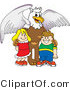 Vector Illustration of a Cartoon Griffin Mascot with Students by Mascot Junction