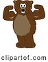 Vector Illustration of a Cartoon Grizzly Bear School Mascot Flexing His Muscles by Mascot Junction