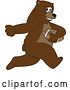 Vector Illustration of a Cartoon Grizzly Bear School Mascot Running with an American Football by Mascot Junction
