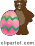 Vector Illustration of a Cartoon Grizzly Bear School Mascot with an Easter Egg by Mascot Junction