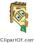 Vector Illustration of a Cartoon Home Mascot Looking Around a Blank Sign Area by Mascot Junction