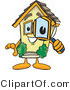 Vector Illustration of a Cartoon Home Mascot Looking Closely Through Magnifying Glass by Mascot Junction