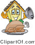 Vector Illustration of a Cartoon Home Mascot Serving Turkey on Thanksgiving by Mascot Junction