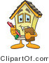 Vector Illustration of a Cartoon Home Mascot Talking Notes on Clipboard by Mascot Junction