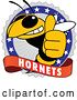 Vector Illustration of a Cartoon Hornet School Mascot Giving a Thumb up on a Badge by Mascot Junction