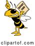 Vector Illustration of a Cartoon Hornet School Mascot Holding a Report Card by Mascot Junction