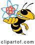 Vector Illustration of a Cartoon Hornet School Mascot Holding an Atom by Mascot Junction