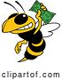 Vector Illustration of a Cartoon Hornet School Mascot Holding Cash Money by Mascot Junction