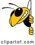 Vector Illustration of a Cartoon Hornet School Mascot Looking Around a Sign by Mascot Junction